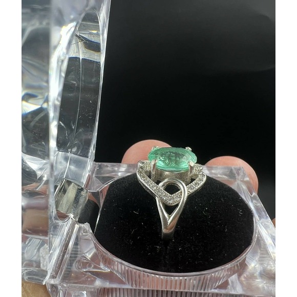 Natural Emerald Promise Ring Starling Silver Handmade Jewelry 7.25 size Custom - Picture 7 of 8